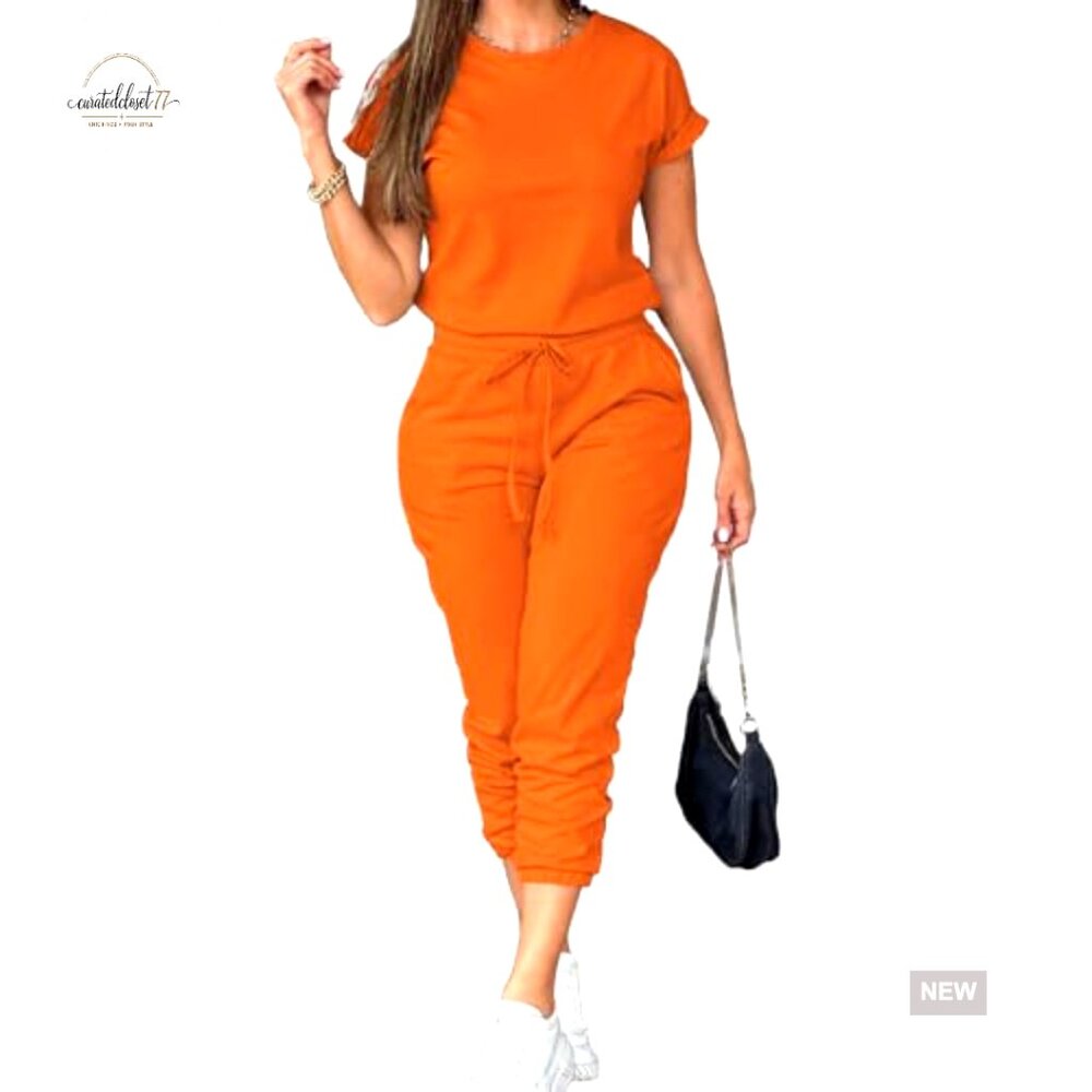 Large Polyester Jogger Set With Pockets, Short Sl… - image 6